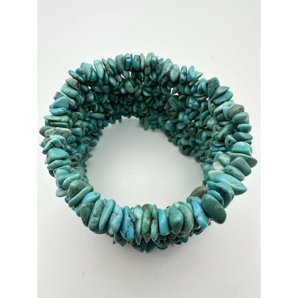 Turquoise Stone Nugget Bracelet Southwest Stretch Vintage Native